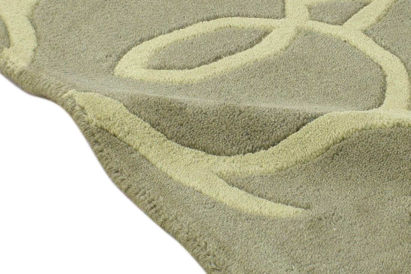 Wool Green Rug 2' X 2' Modern Hand Tufted Moroccan Floral Small Carpet 7864127881365