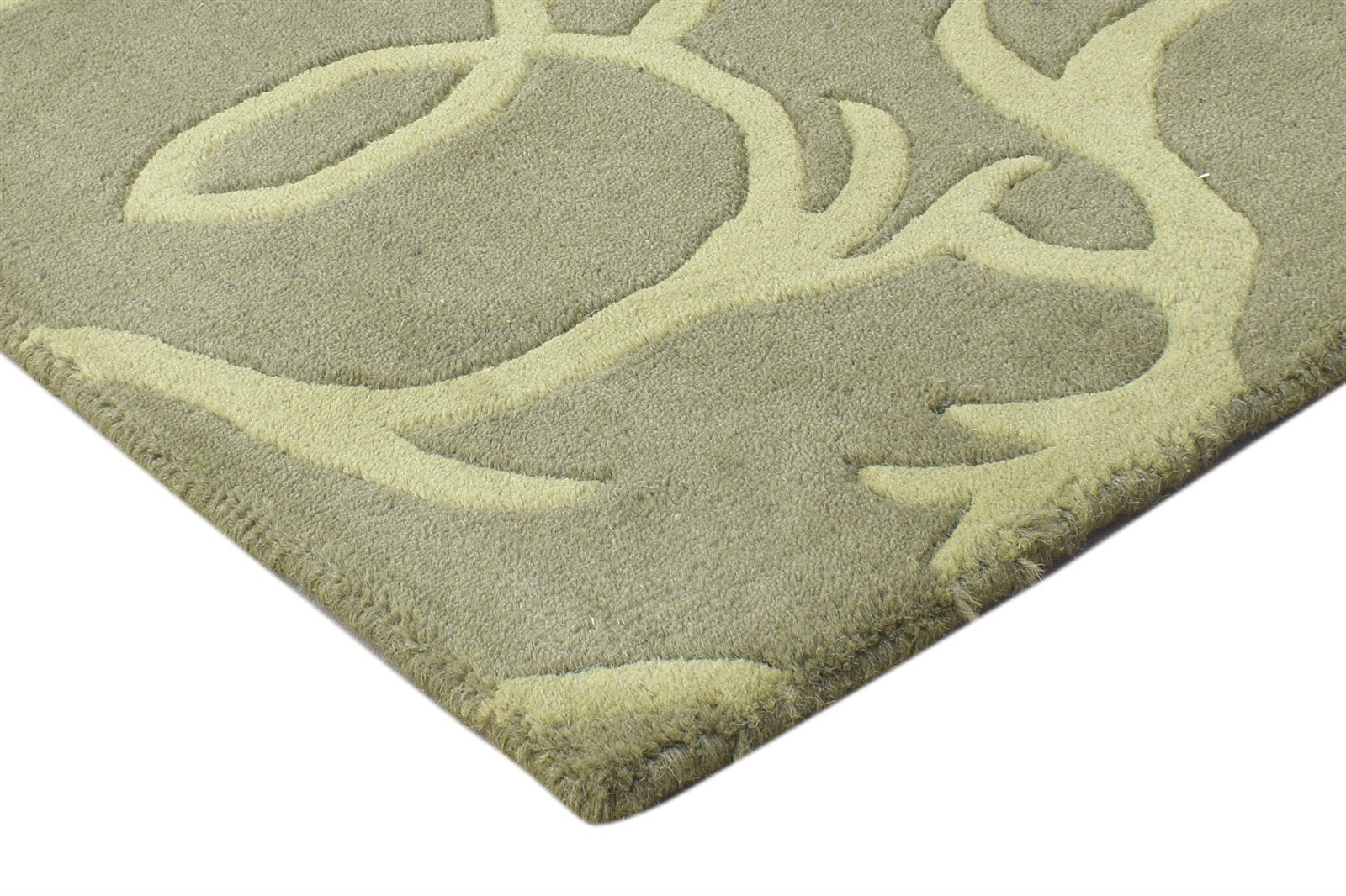 Wool Green Rug 2' X 2' Modern Hand Tufted Moroccan Floral Small Carpet 7864127881365