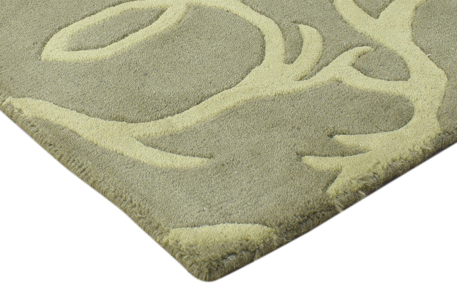 Wool Green Rug 2' X 2' Modern Hand Tufted Moroccan Floral Small Carpet 7864127881365
