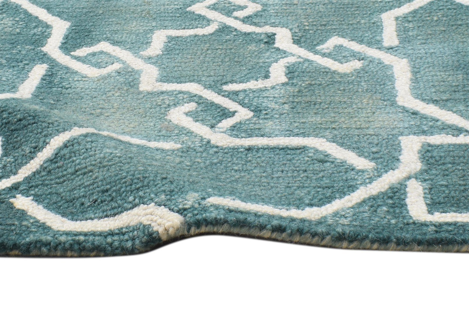 Wool Green Rug 2' X 2' Modern Hand Tufted Moroccan Geometric Small Carpet 7864124735637