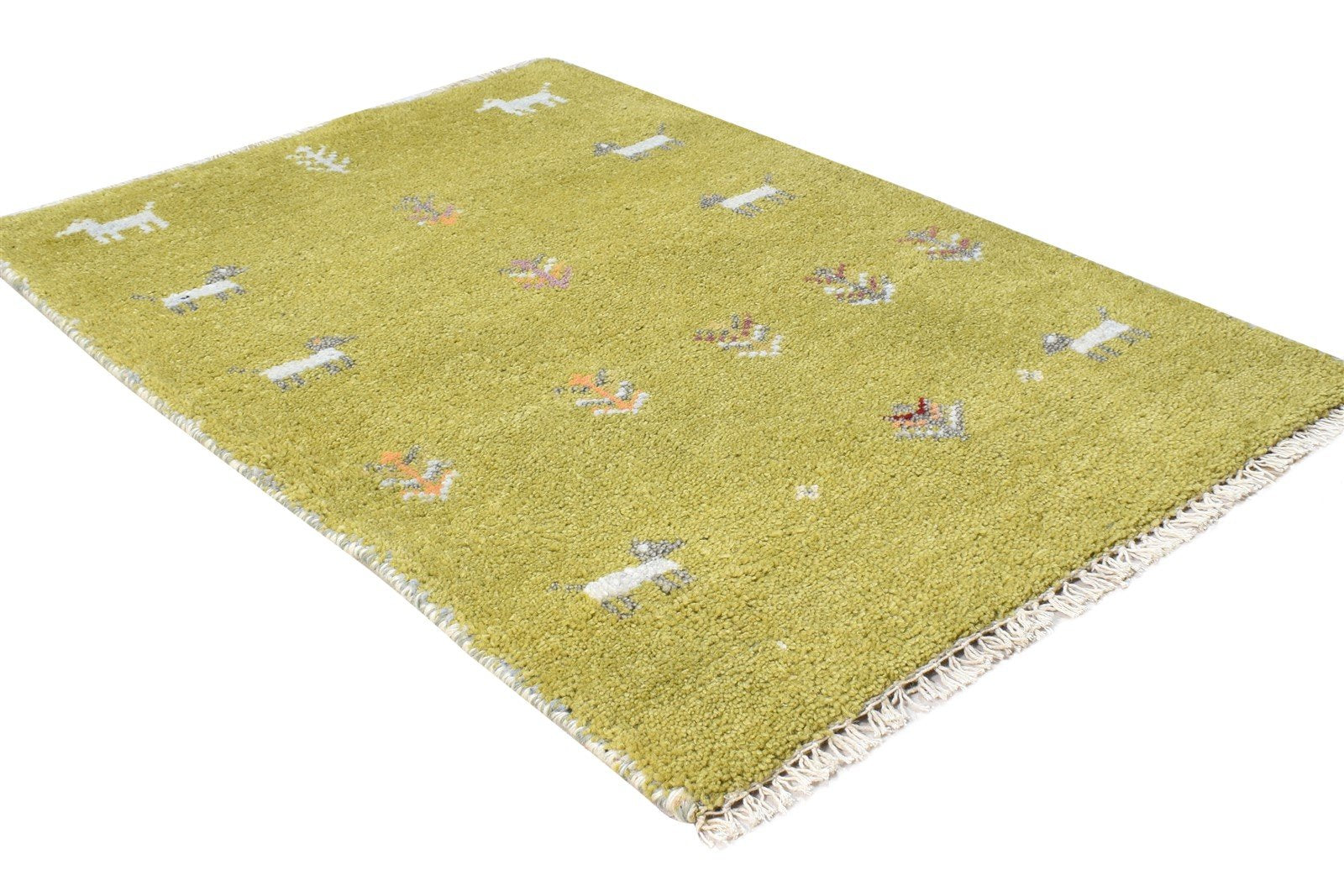 Wool Green Rug 2' X 3' Southwestern Hand Knotted American Tribal Small Carpet 7865057247381