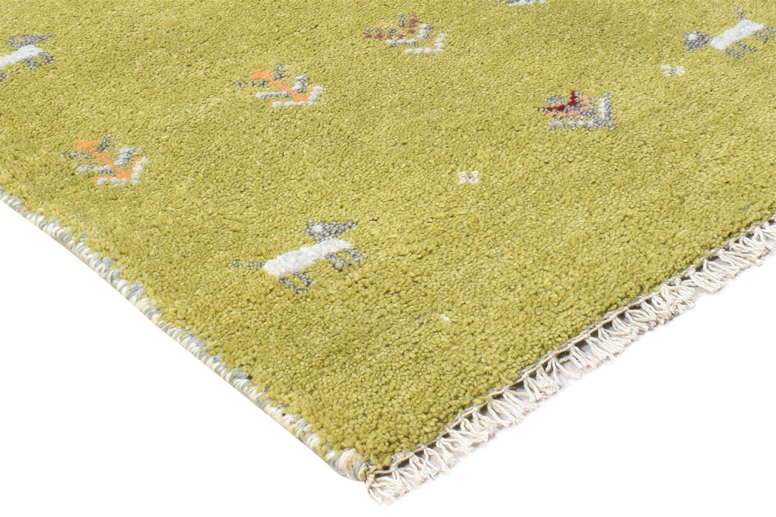 Wool Green Rug 2' X 3' Southwestern Hand Knotted American Tribal Small Carpet 7865057247381