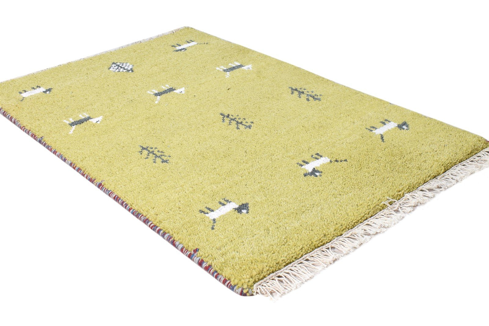 Wool Green Rug 2' X 3' Southwestern Hand Knotted American Tribal Small Carpet 7865062228117
