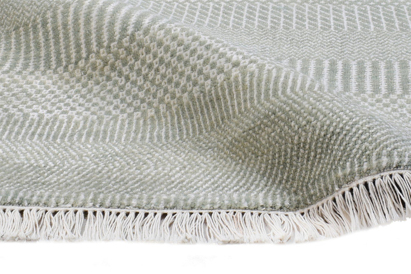 Wool Green Rug 2' X 6' Modern Hand Knotted Agra Grass Trellis Small Runner 7865148702869