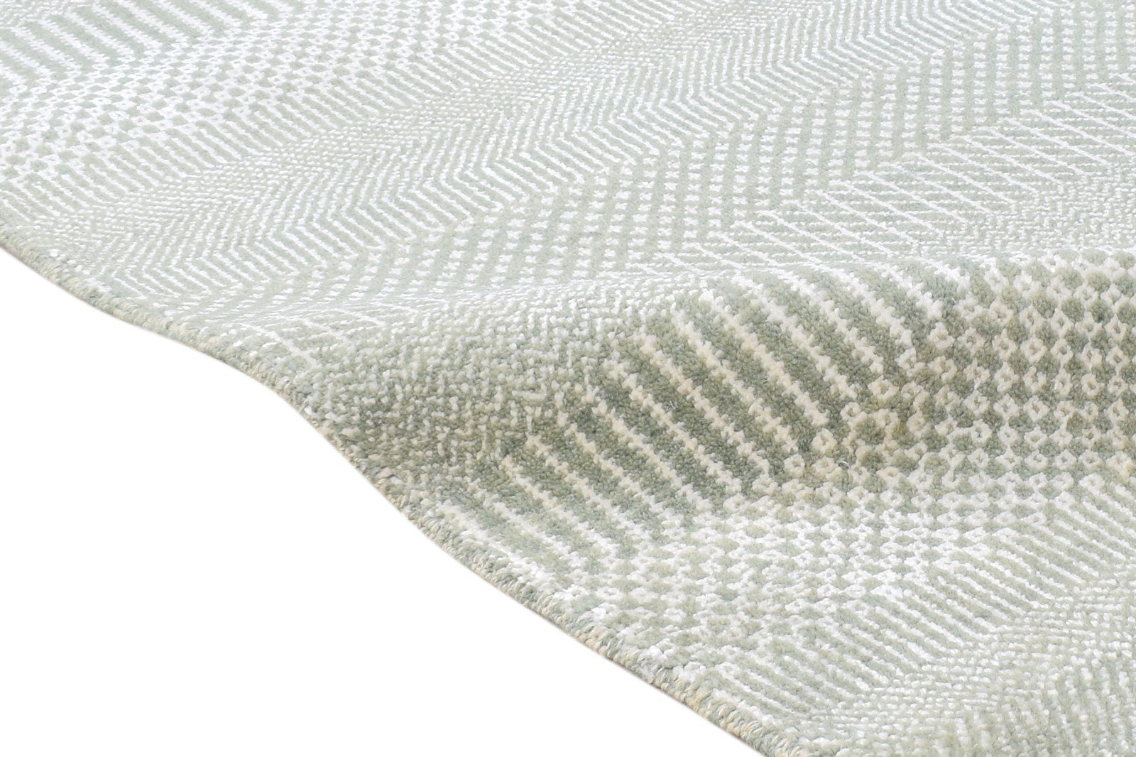 Wool Green Rug 2' X 6' Modern Hand Knotted Agra Grass Trellis Small Runner 7865148702869