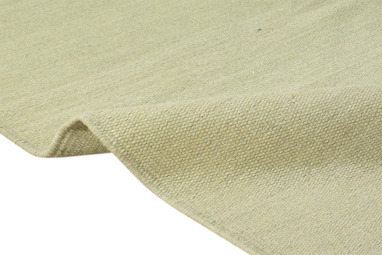Wool Green Rug 3' X 8' Modern Dhurrie Scandinavian Solid Small Runner 7865166954645