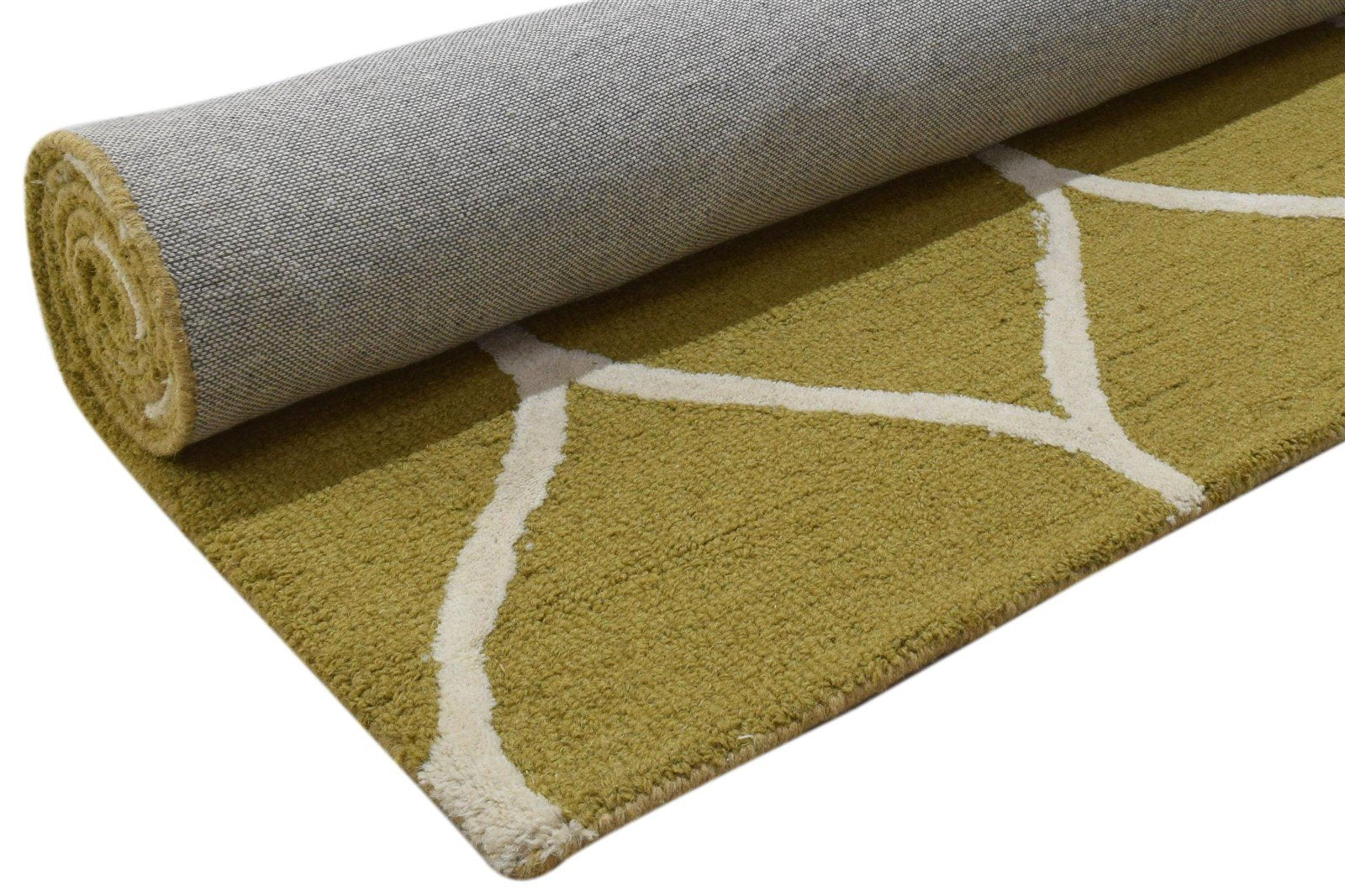 Wool Green Rug 5' X 7' Modern Hand Tufted Moroccan Trellis Room Size Carpet 7860706148501