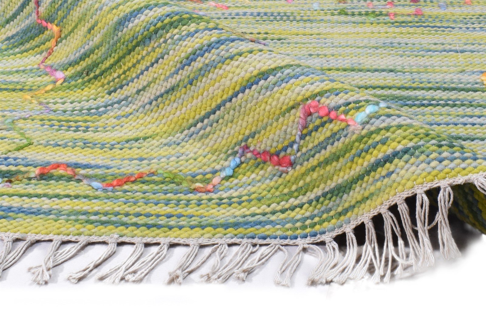 Wool Green Rug 5' X 7' Modern Hand Woven Bohemian Abstract Room Size Carpet 7865006260373