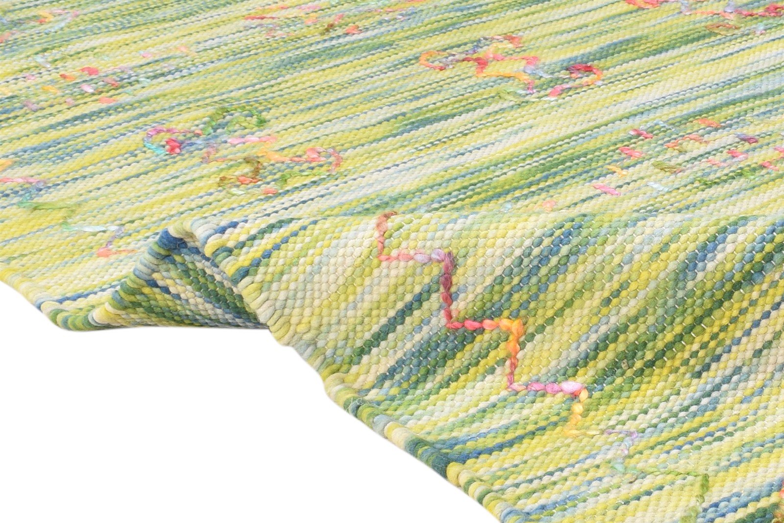 Wool Green Rug 5' X 7' Modern Hand Woven Bohemian Abstract Room Size Carpet 7865006260373