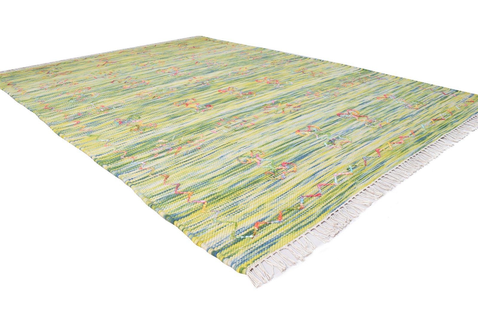 Wool Green Rug 5' X 7' Modern Hand Woven Bohemian Abstract Room Size Carpet 7865006260373