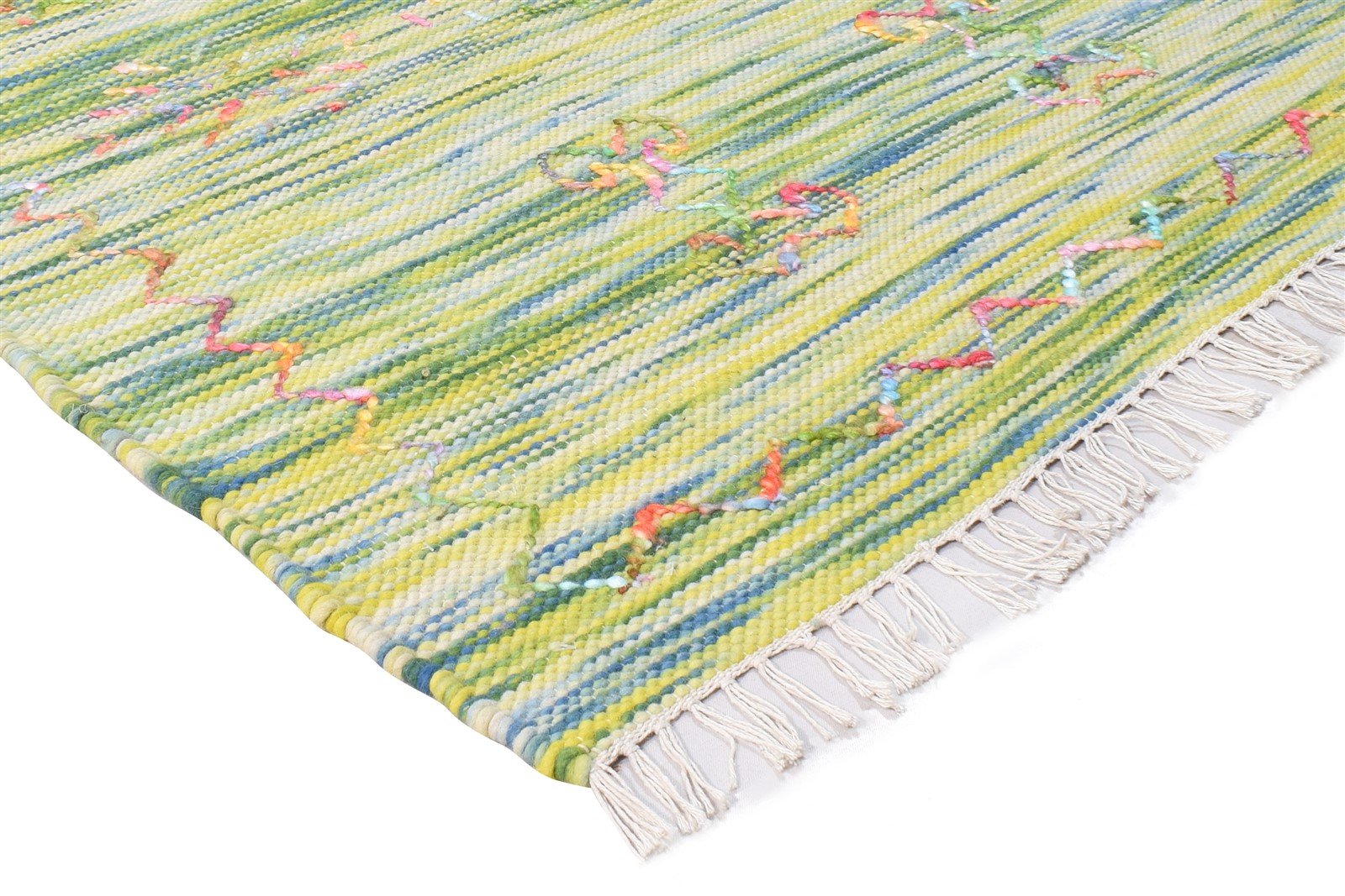 Wool Green Rug 5' X 7' Modern Hand Woven Bohemian Abstract Room Size Carpet 7865006260373