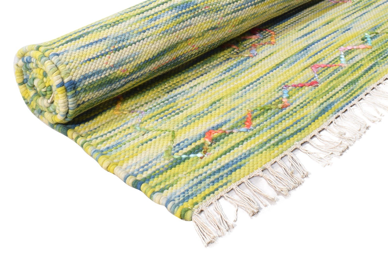 Wool Green Rug 5' X 7' Modern Hand Woven Bohemian Abstract Room Size Carpet 7865006260373