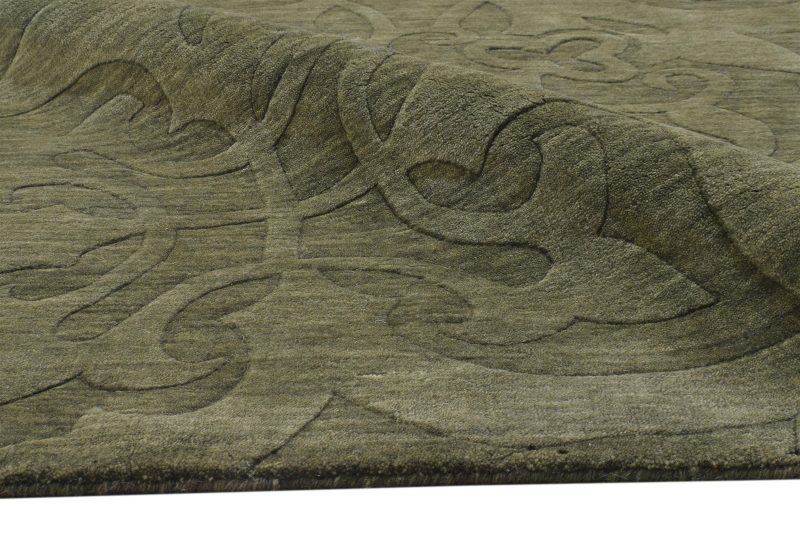 Wool Green Rug 5' X 8' Modern Handloom French Floral Room Size Carpet 7864411160725