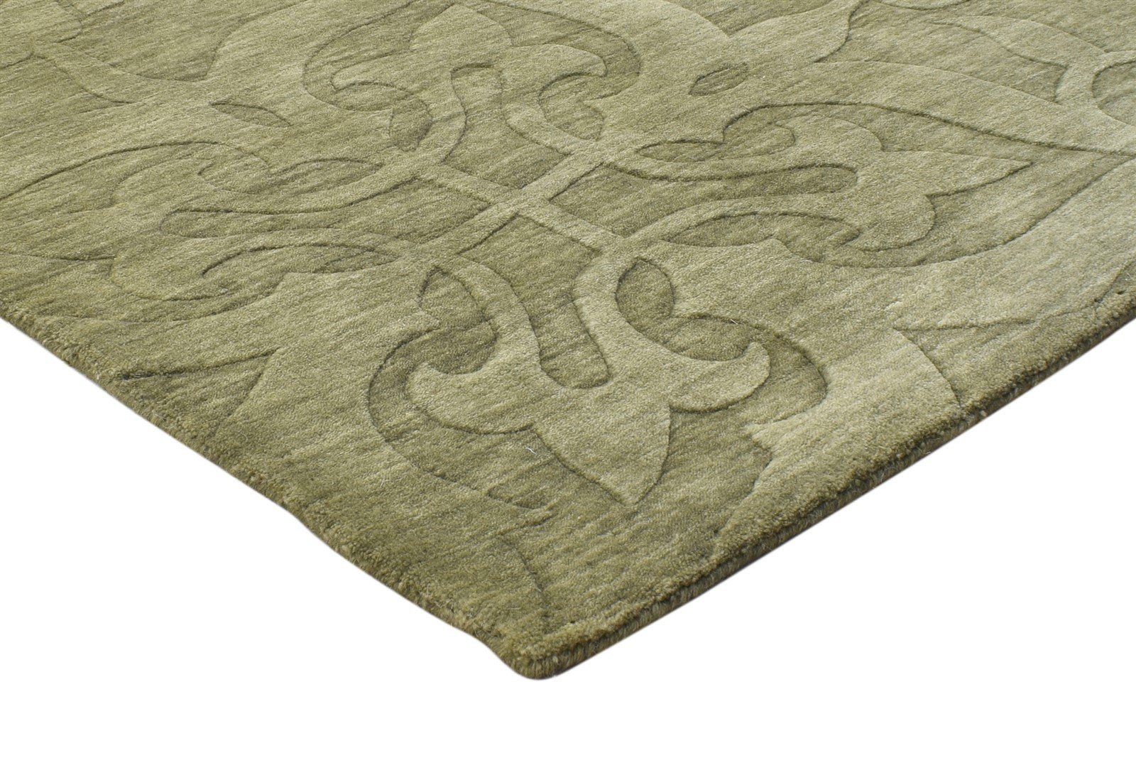 Wool Green Rug 5' X 8' Modern Handloom French Floral Room Size Carpet 7864411160725