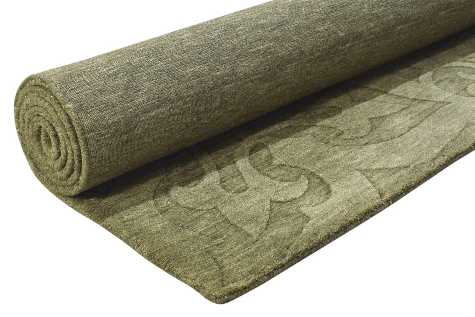 Wool Green Rug 5' X 8' Modern Handloom French Floral Room Size Carpet 7864411160725