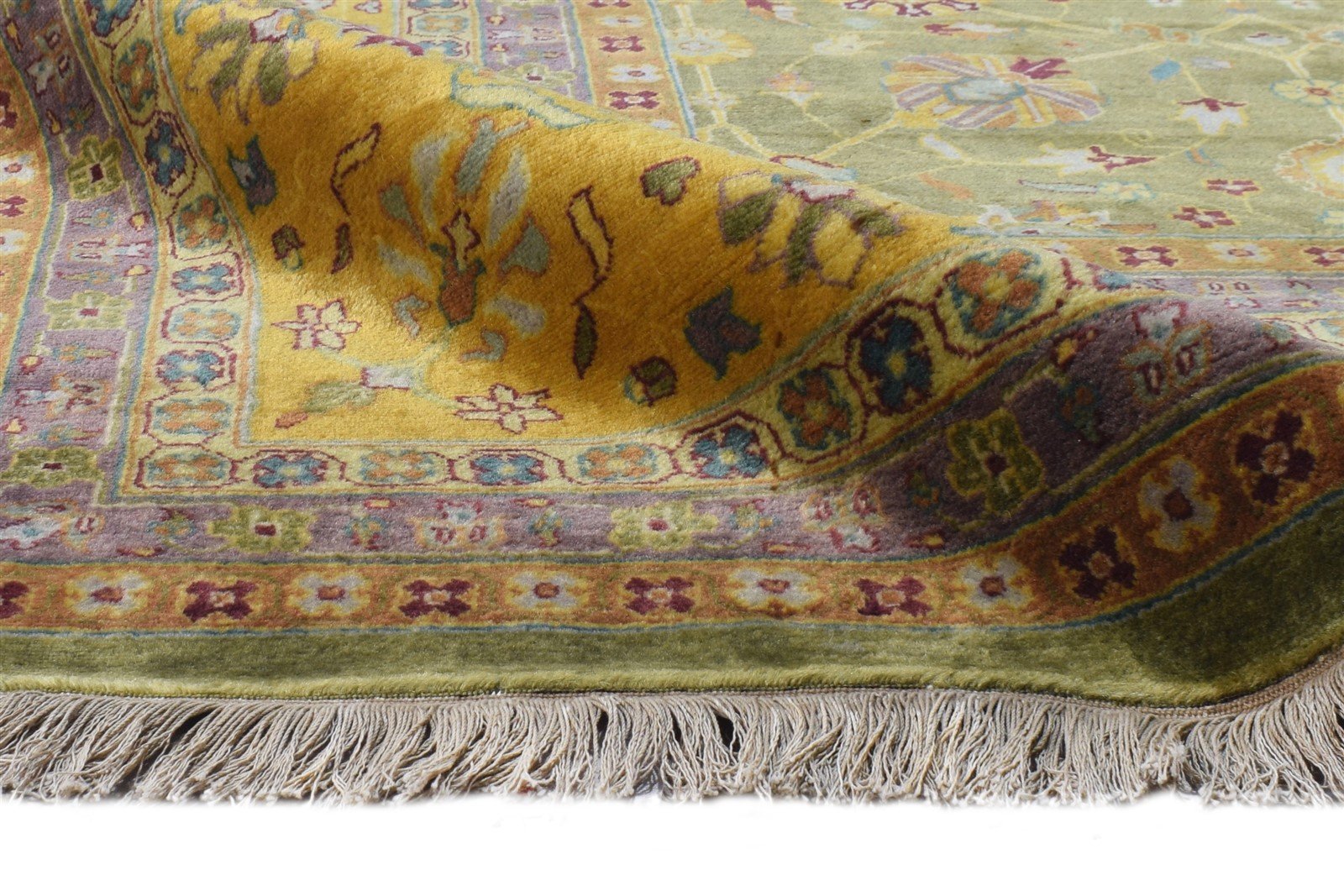 Wool Green Rug 8' X 10' Persian Hand Knotted Kashan Oriental Large Carpet 7864677433493