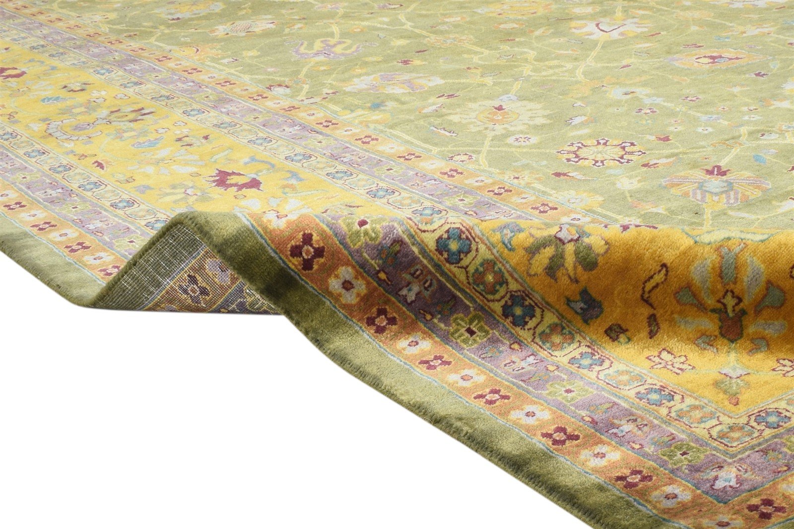 Wool Green Rug 8' X 10' Persian Hand Knotted Kashan Oriental Large Carpet 7864677433493