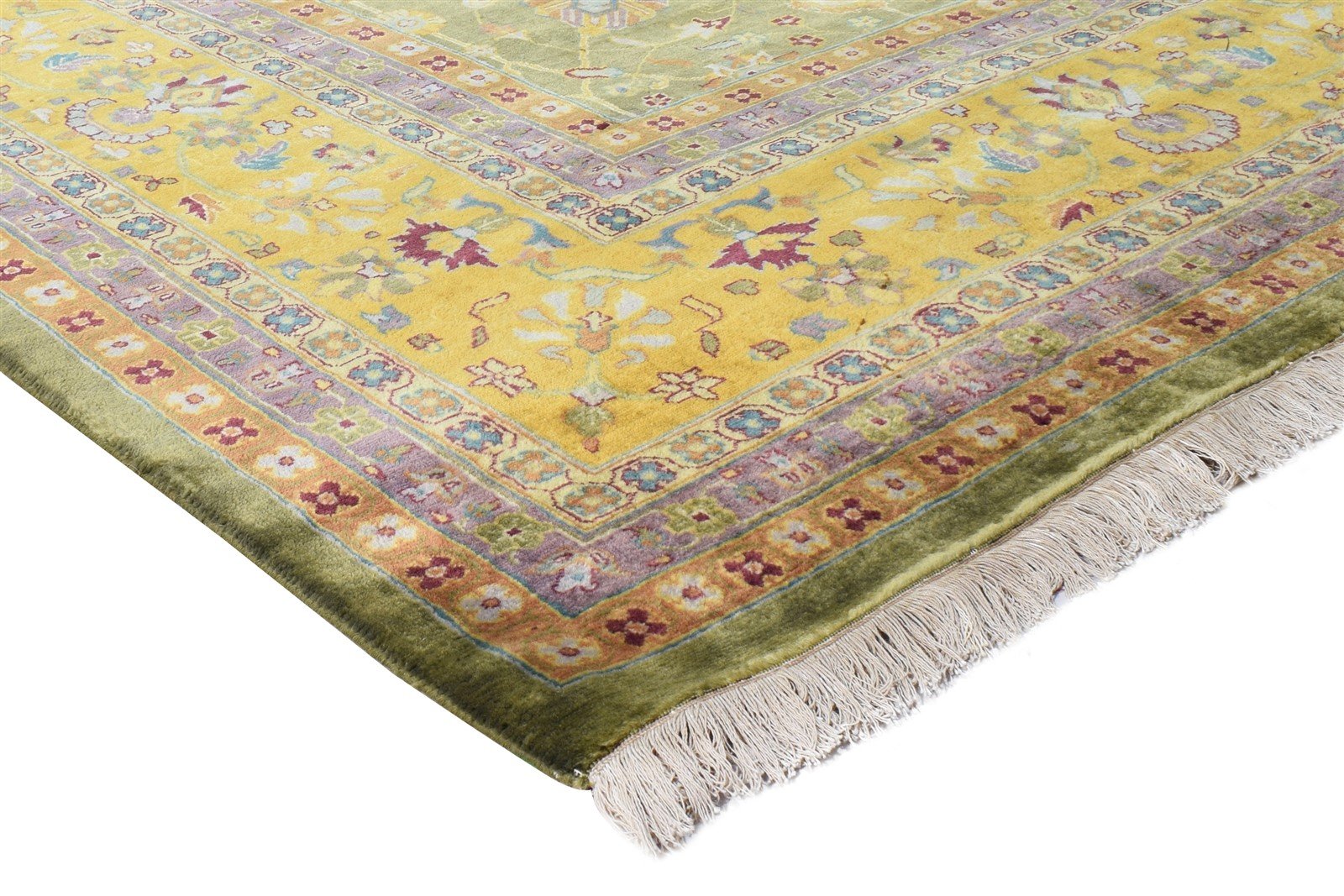 Wool Green Rug 8' X 10' Persian Hand Knotted Kashan Oriental Large Carpet 7864677433493