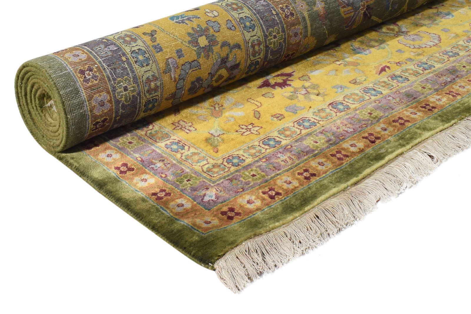 Wool Green Rug 8' X 10' Persian Hand Knotted Kashan Oriental Large Carpet 7864677433493