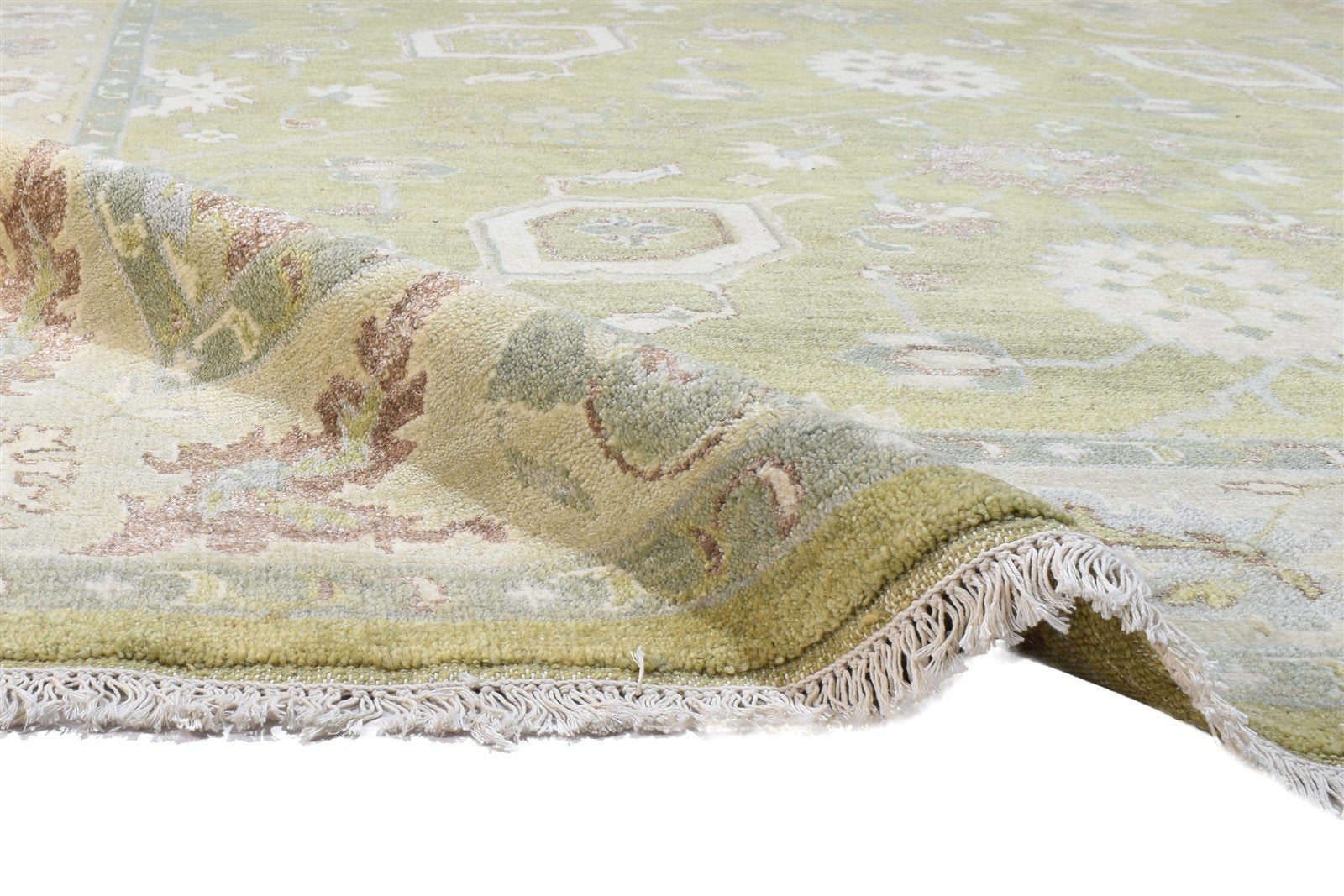 Wool Green Rug 8' X 10' Persian Hand Knotted Oushak Oriental Large Carpet 7864167563413