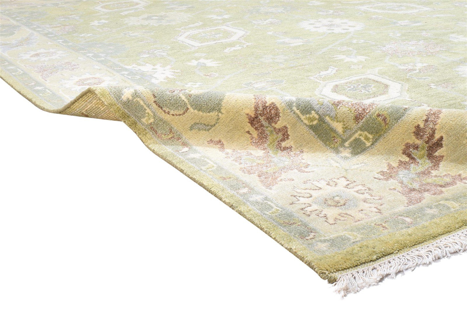 Wool Green Rug 8' X 10' Persian Hand Knotted Oushak Oriental Large Carpet 7864167563413