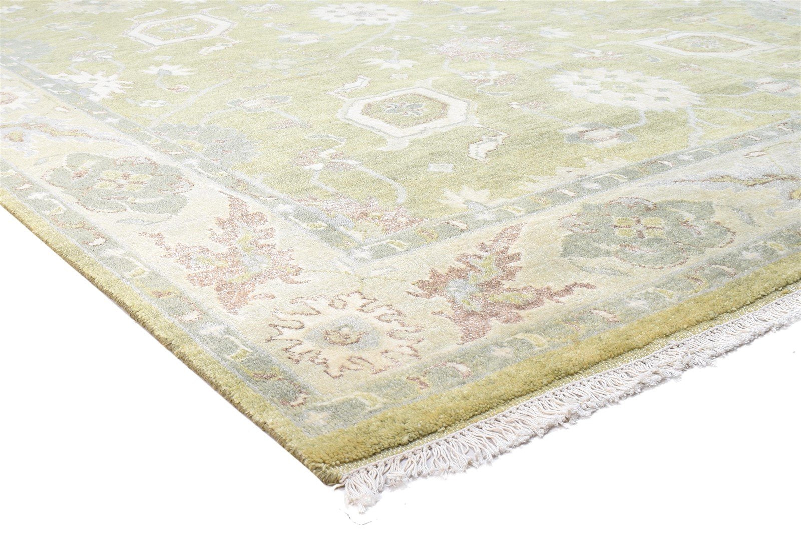 Wool Green Rug 8' X 10' Persian Hand Knotted Oushak Oriental Large Carpet 7864167563413