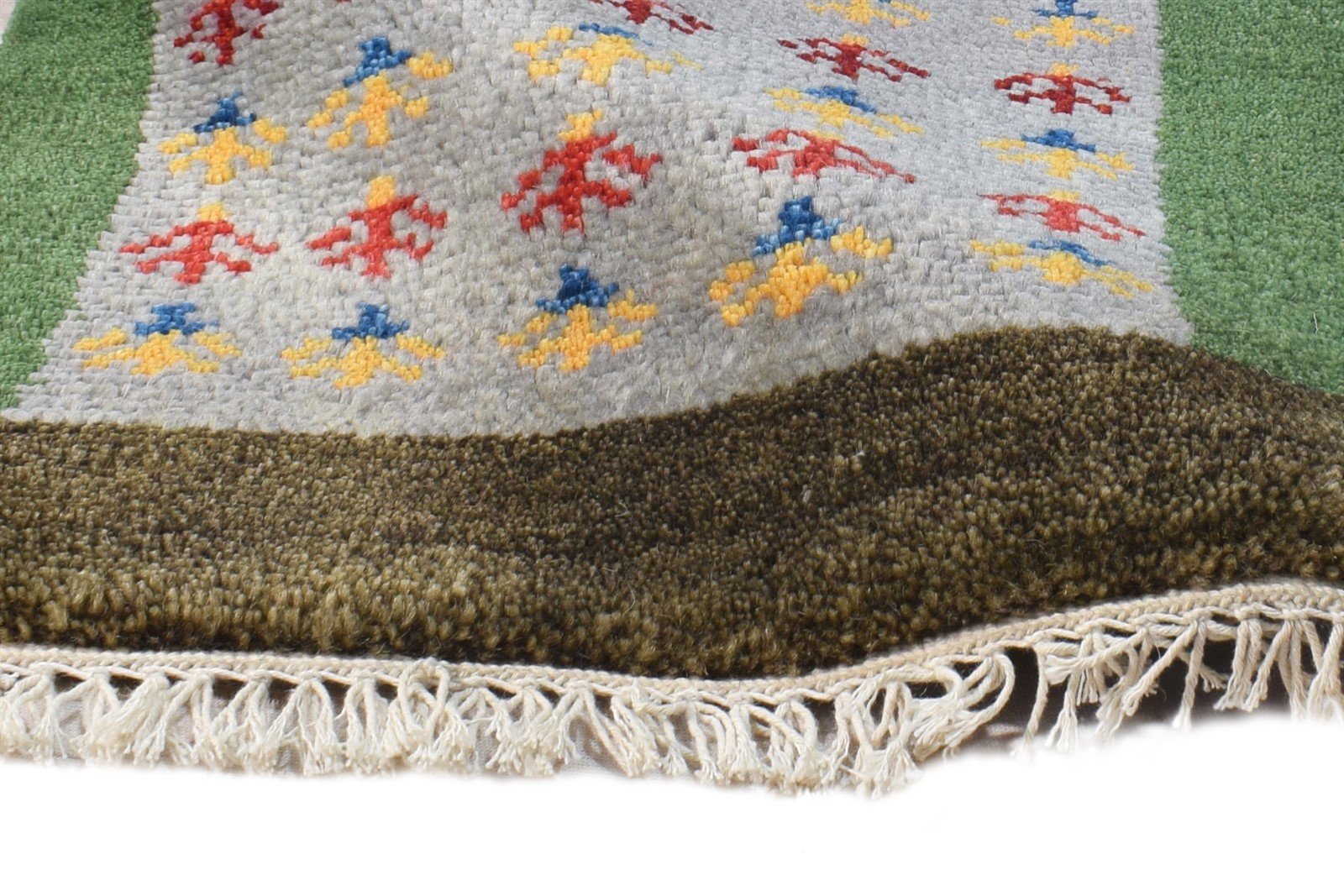 Wool Grey Rug 1' X 2' Southwestern Hand Knotted American Tribal Small Carpet 7865086738581