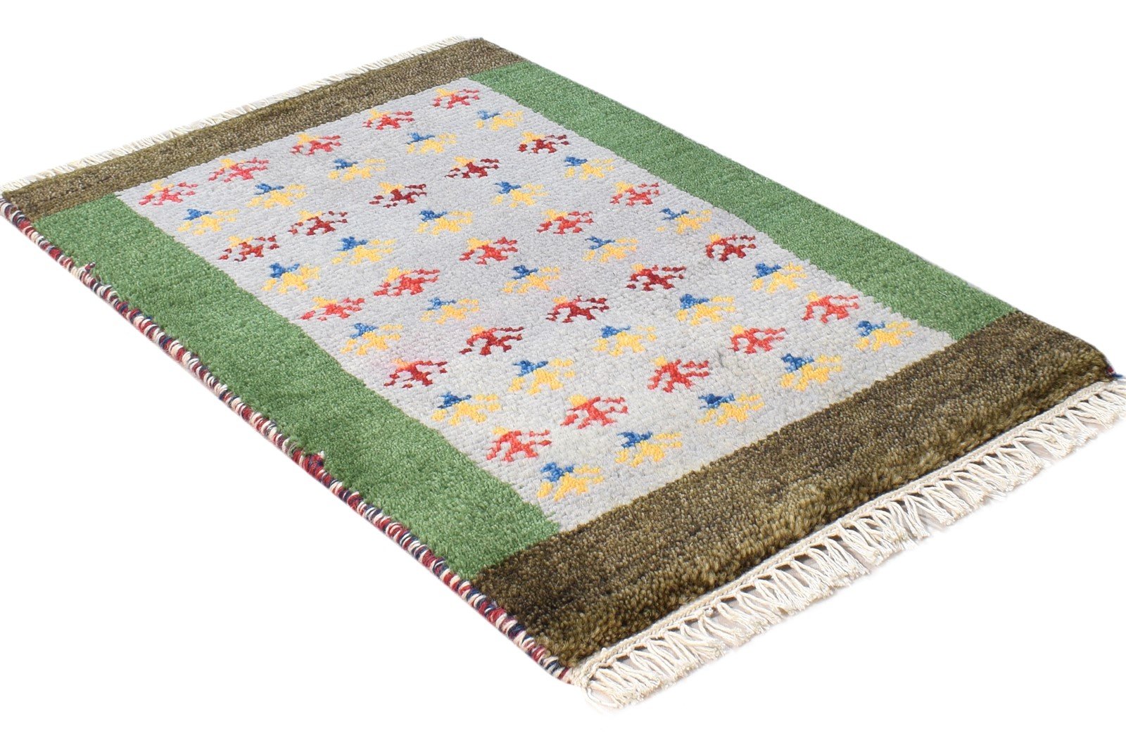 Wool Grey Rug 1' X 2' Southwestern Hand Knotted American Tribal Small Carpet 7865086738581
