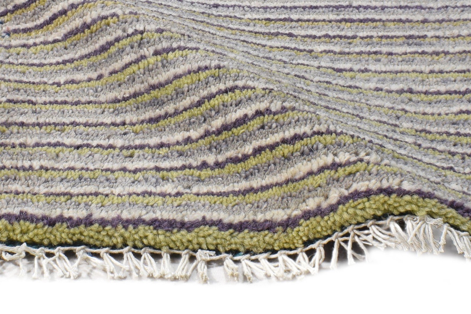 Wool Grey Rug 1' X 2' Southwestern Hand Knotted Gabbeh Striped Small Carpet 7865060425877