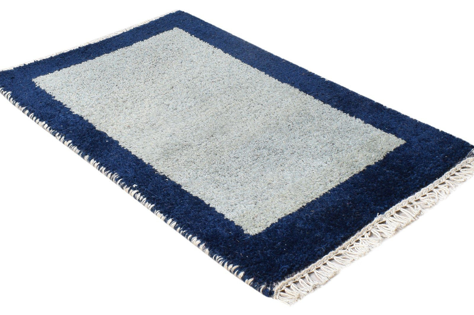 Wool Grey Rug 1' X 2' Tribal Hand Knotted Southwestern Bordered Small Carpet 7865184125077