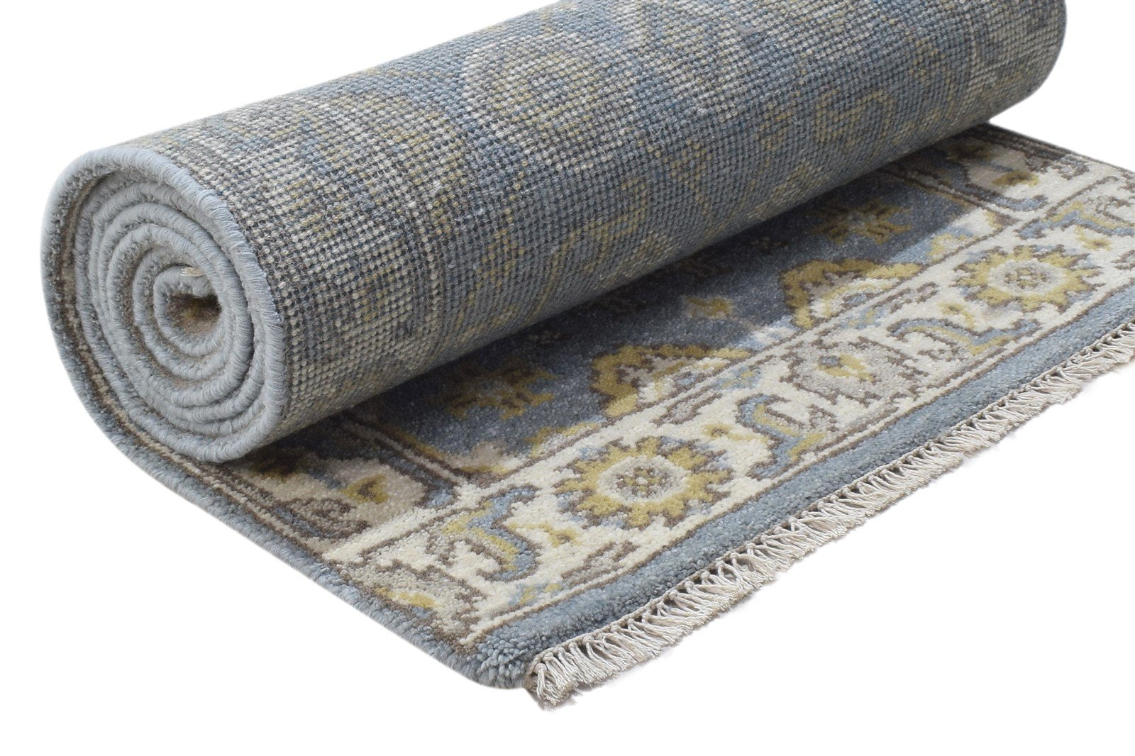 Wool Grey Rug 2'6 X 10' Persian Hand Knotted Oushak Oriental Small Runner 7864829182101