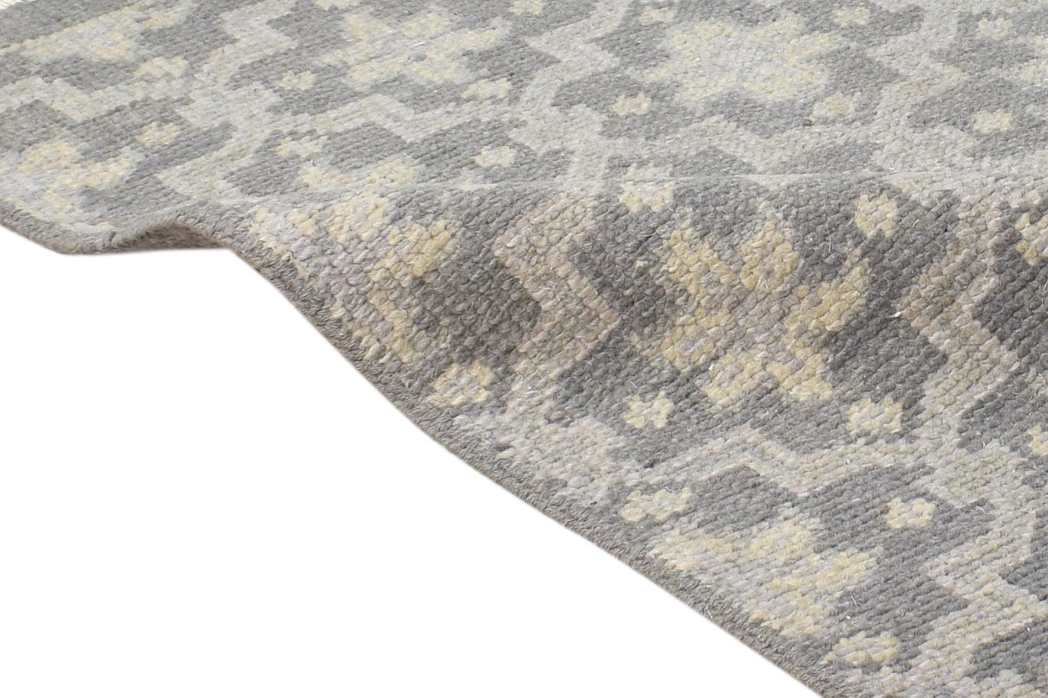 Wool Grey Rug 2' X 2' Modern Hand Knotted Moroccan Trellis Small Carpet 7865152635029