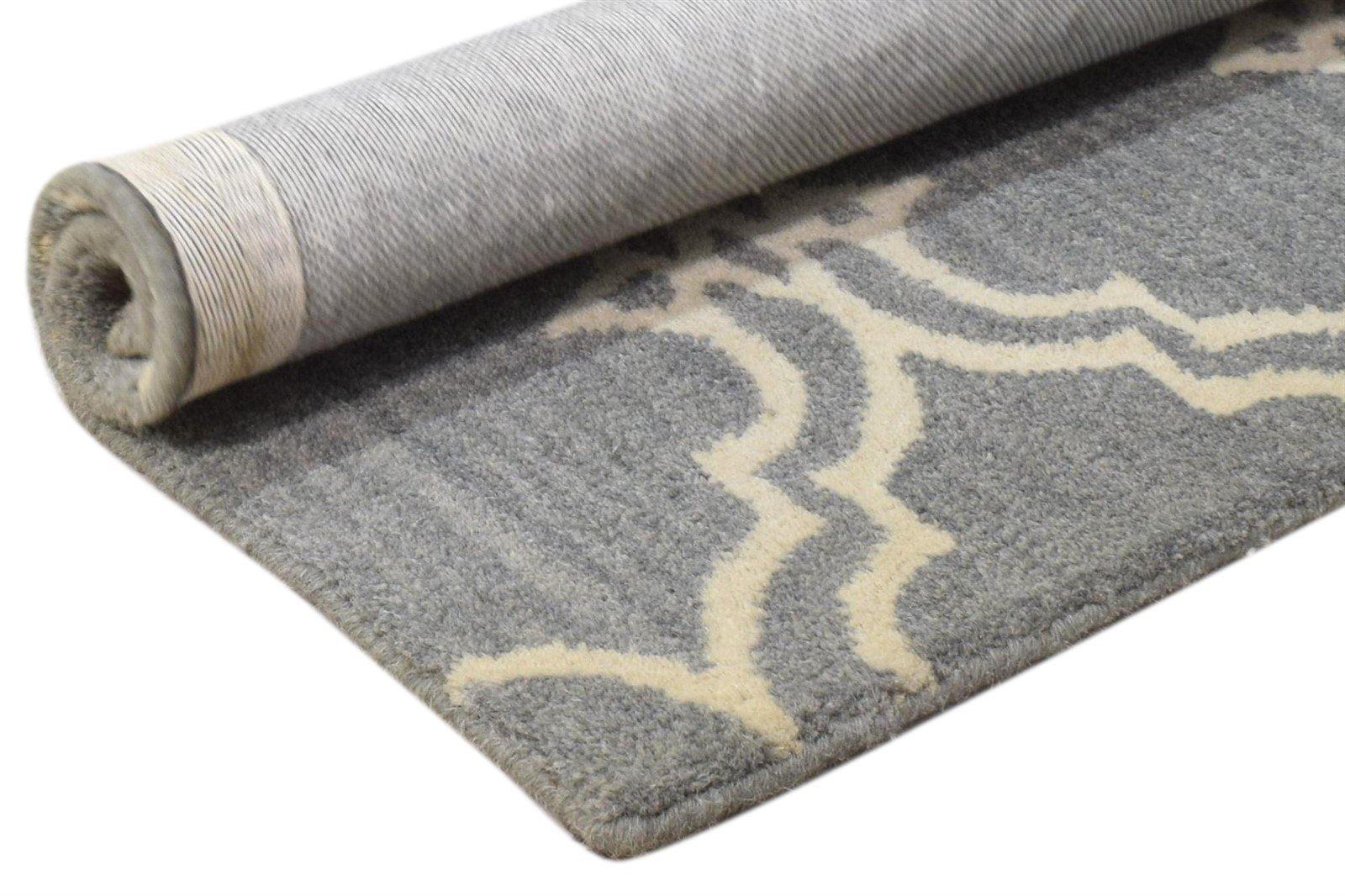 Wool Grey Rug 2' X 2' Modern Hand Tufted Moroccan Trellis 2'2"X2'2" Carpet 7860696318101