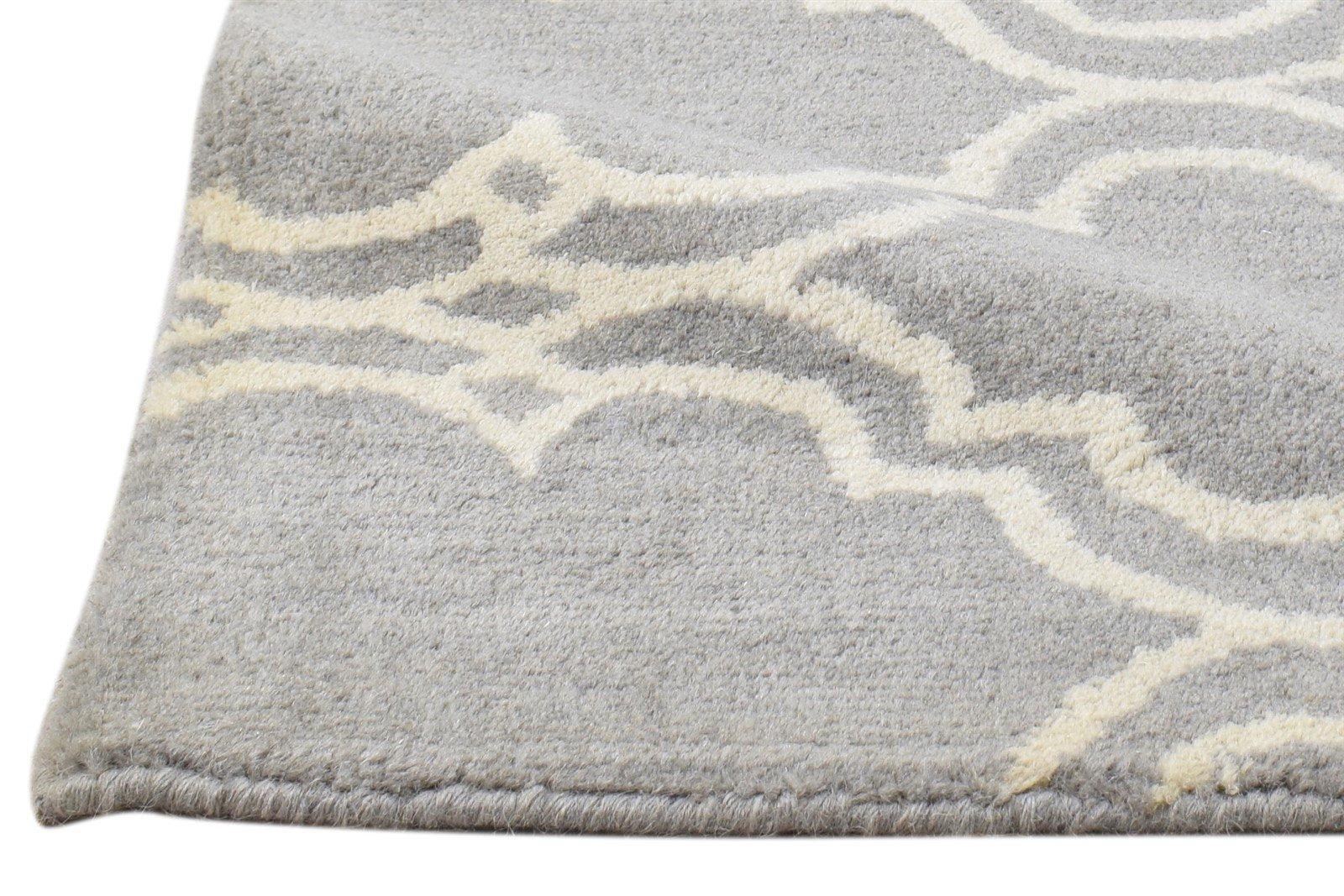 Wool Grey Rug 2' X 2' Modern Hand Tufted Moroccan Trellis 2'2"X2'2" Carpet 7860696350869