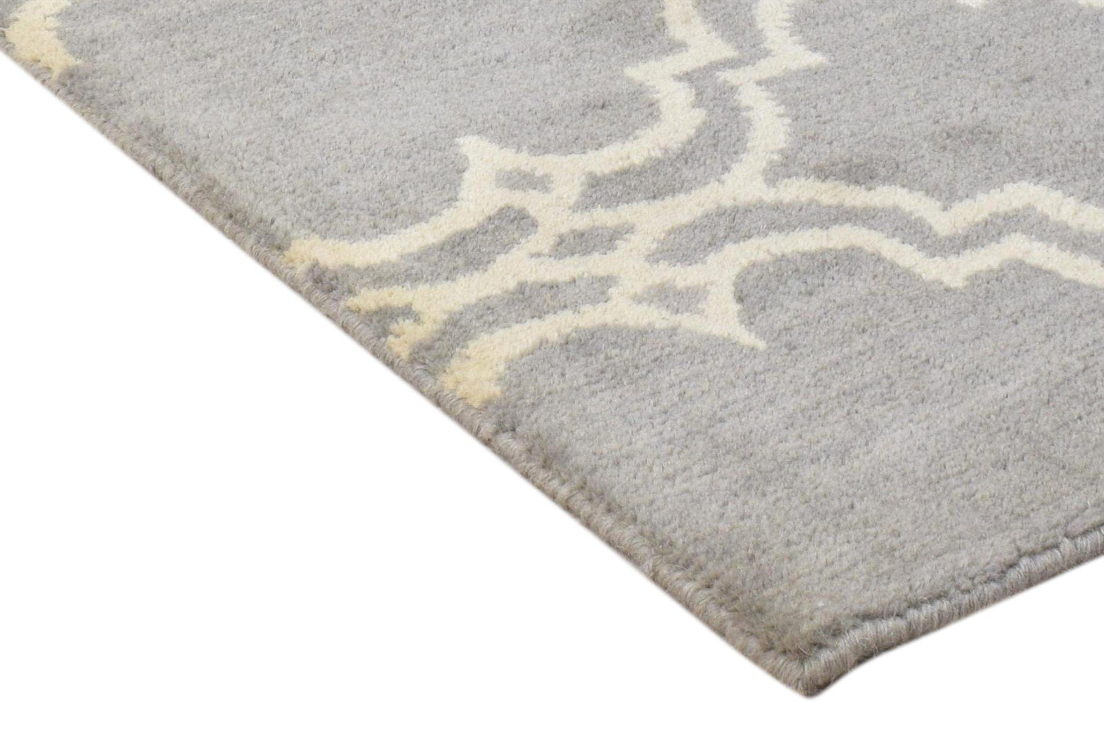 Wool Grey Rug 2' X 2' Modern Hand Tufted Moroccan Trellis 2'2"X2'2" Carpet 7860696350869