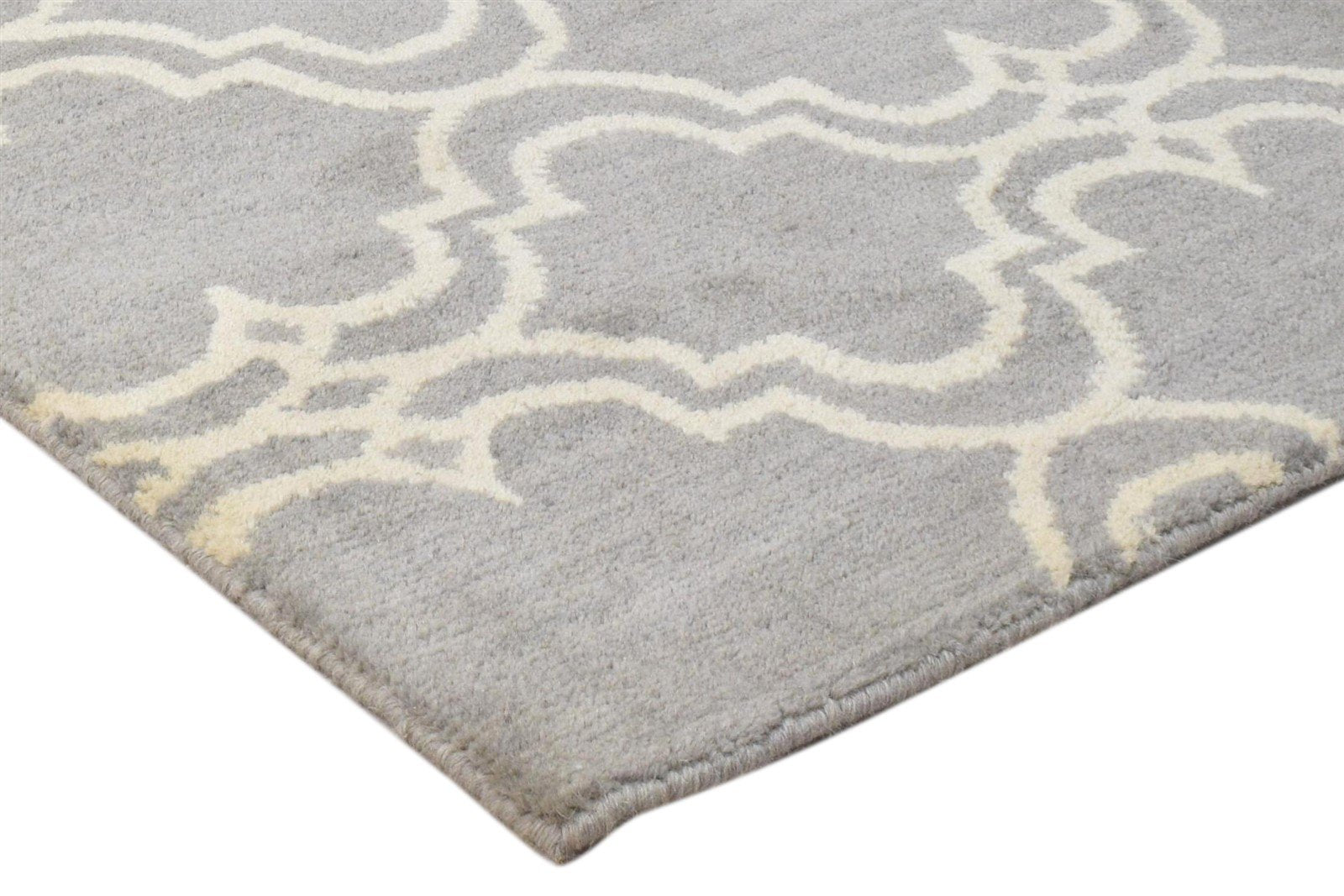 Wool Grey Rug 2' X 2' Modern Hand Tufted Moroccan Trellis 2'2"X2'2" Carpet 7860696350869