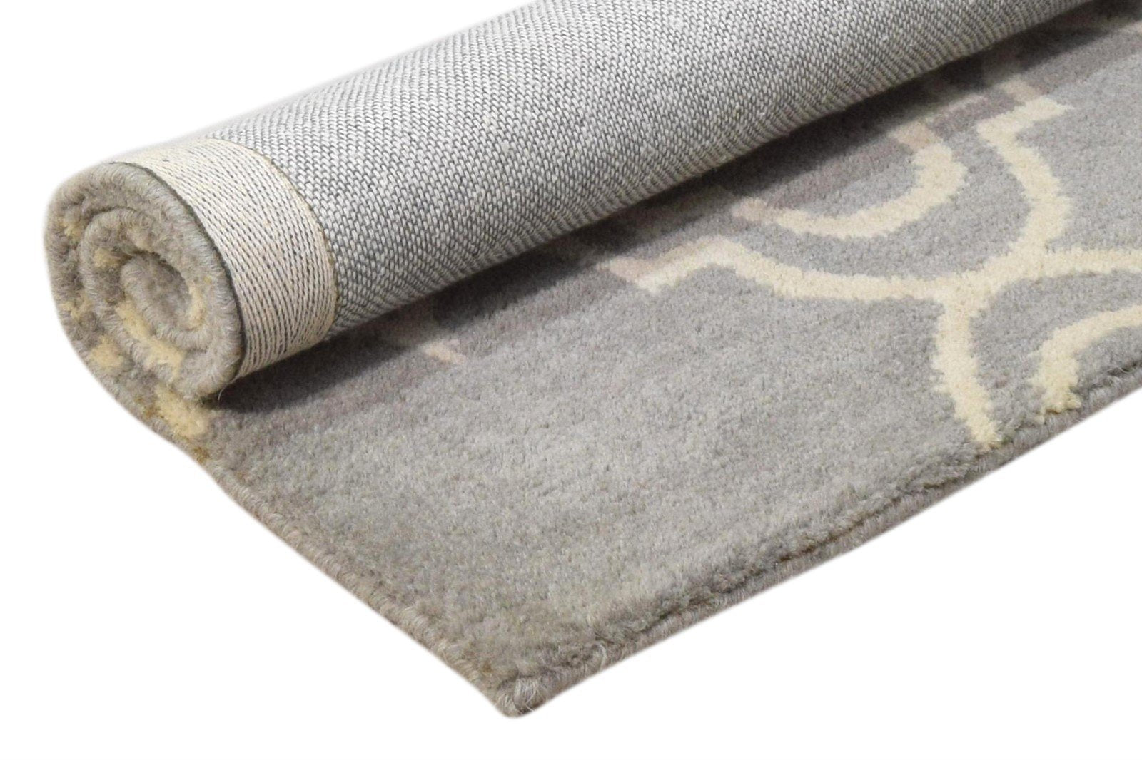 Wool Grey Rug 2' X 2' Modern Hand Tufted Moroccan Trellis 2'2"X2'2" Carpet 7860696481941