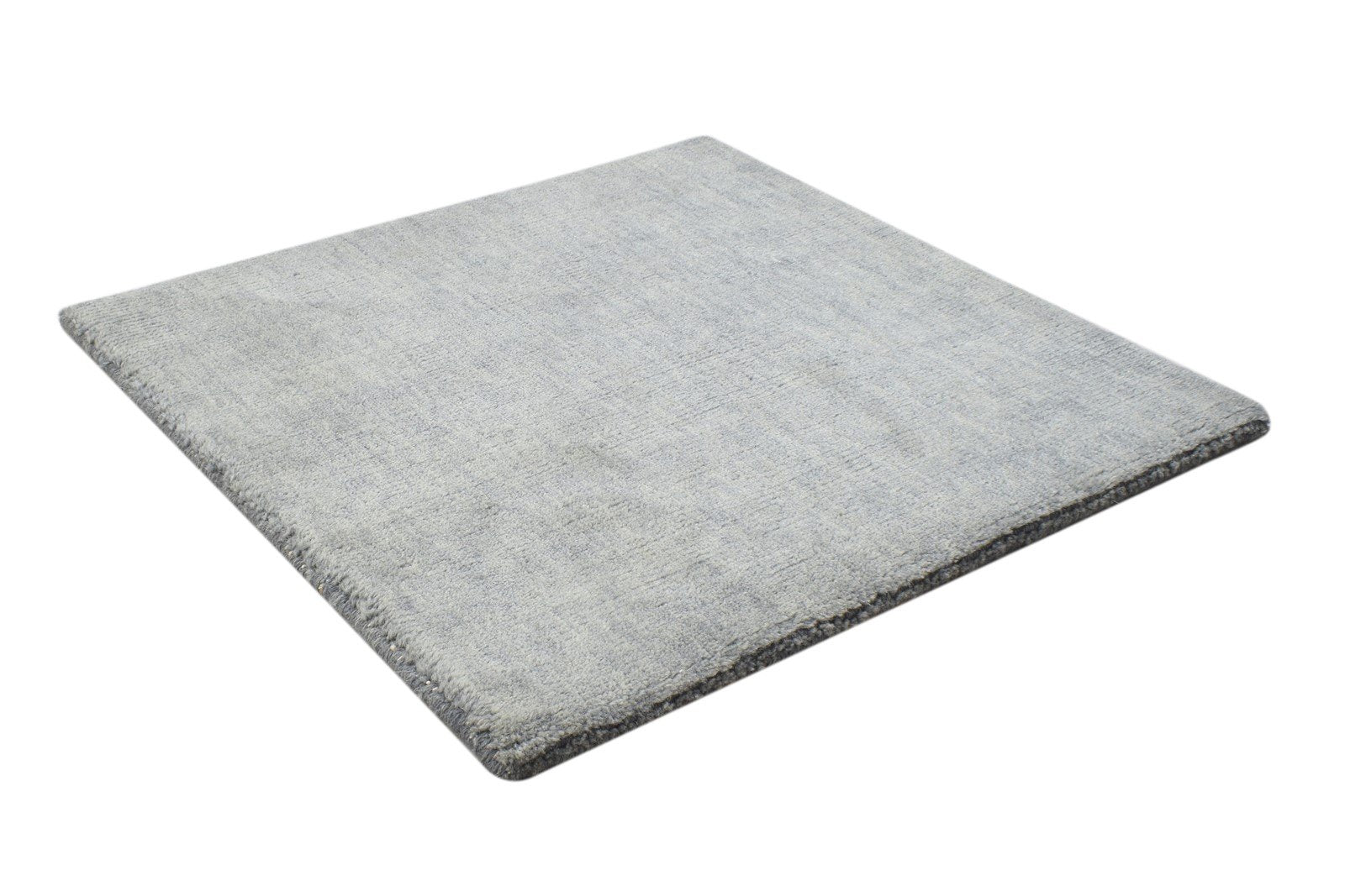 Wool Grey Rug 2' X 2' Modern Handloom Scandinavian Solid Small Carpet 7864129650837