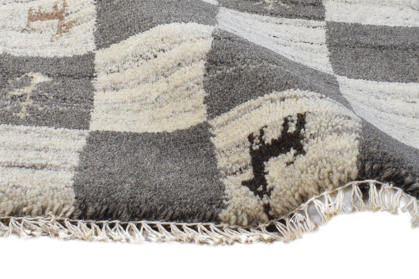 Wool Grey Rug 2' X 2' Southwestern Hand Knotted Gabbeh Tribal Small Carpet 7865103777941