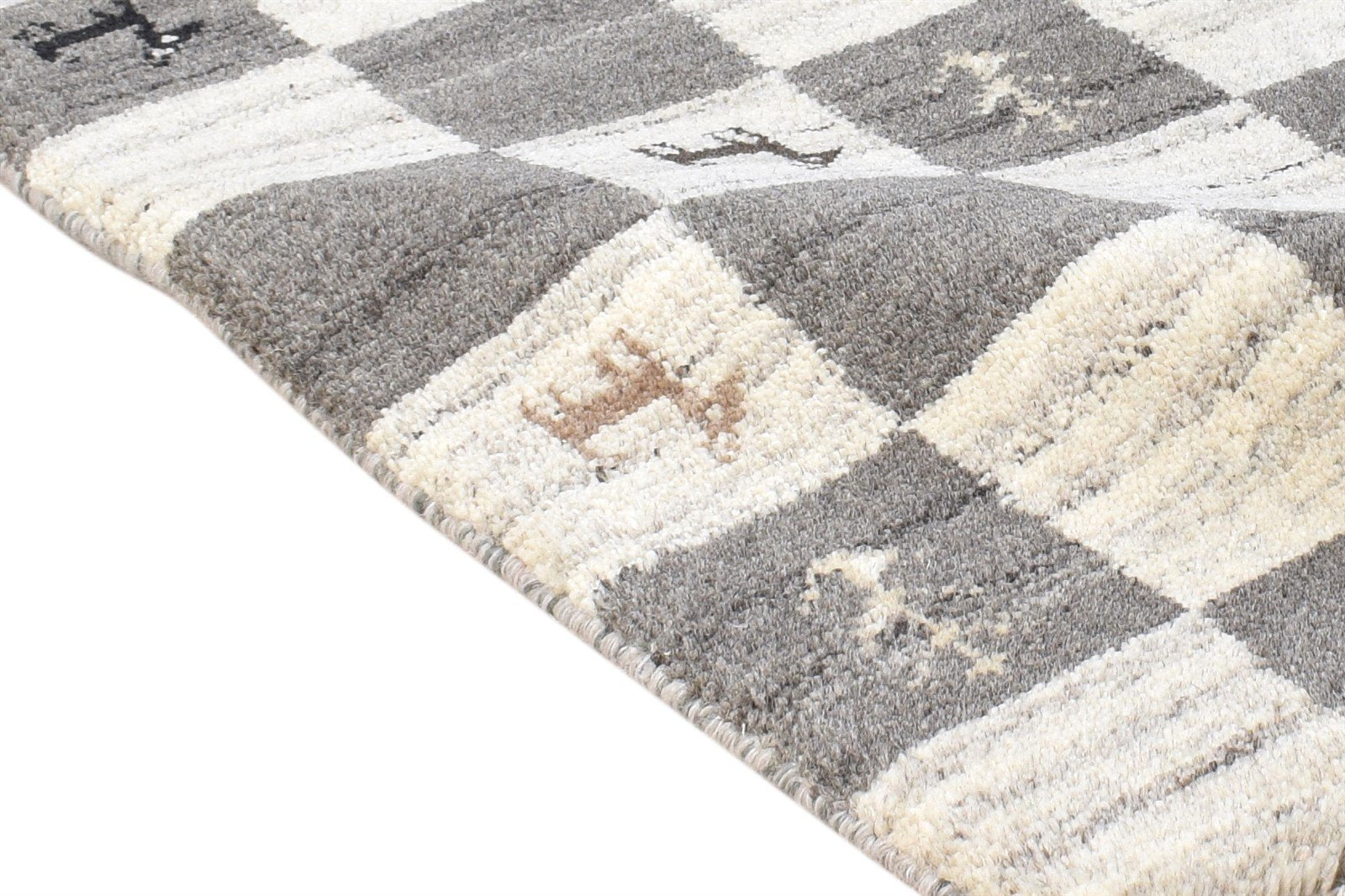 Wool Grey Rug 2' X 2' Southwestern Hand Knotted Gabbeh Tribal Small Carpet 7865103777941