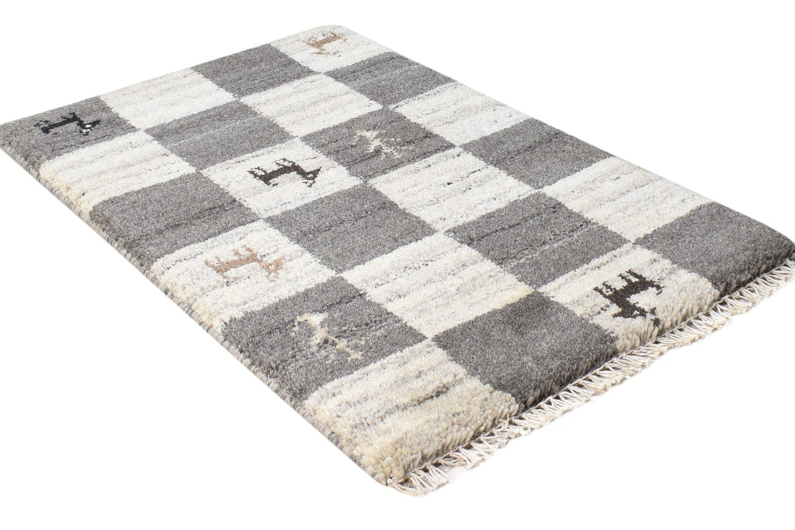 Wool Grey Rug 2' X 2' Southwestern Hand Knotted Gabbeh Tribal Small Carpet 7865103777941