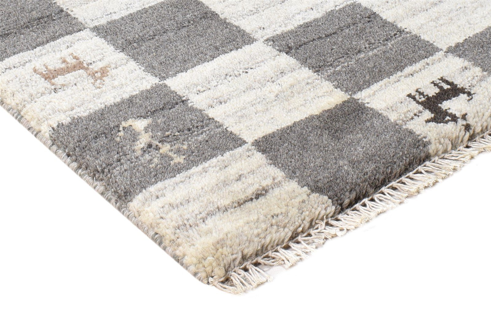 Wool Grey Rug 2' X 2' Southwestern Hand Knotted Gabbeh Tribal Small Carpet 7865103777941