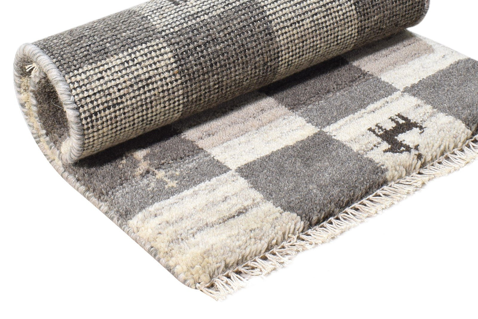 Wool Grey Rug 2' X 2' Southwestern Hand Knotted Gabbeh Tribal Small Carpet 7865103777941