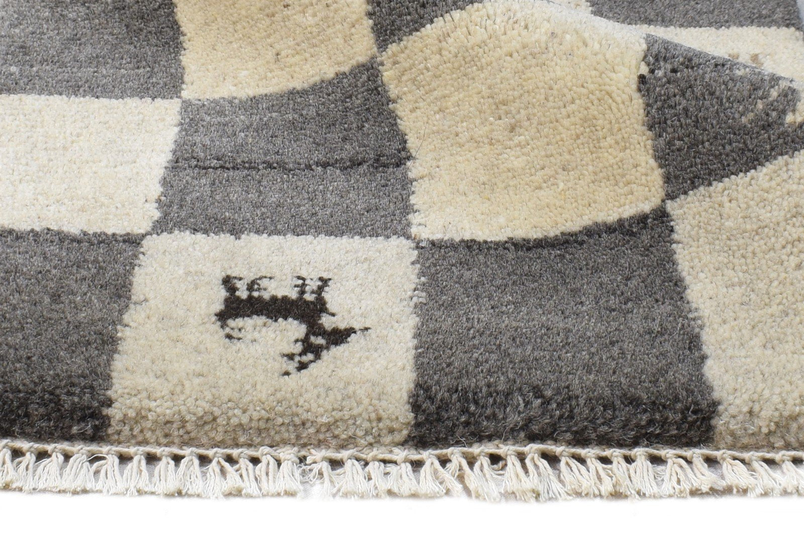 Wool Grey Rug 2' X 2' Southwestern Hand Knotted Gabbeh Tribal Small Carpet 7865102368917