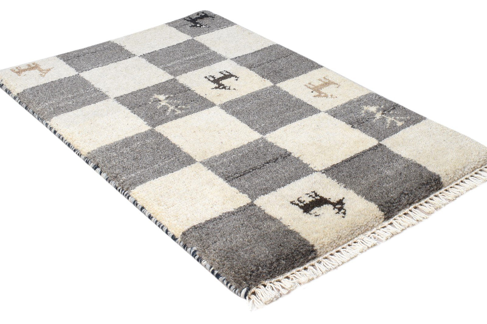 Wool Grey Rug 2' X 2' Southwestern Hand Knotted Gabbeh Tribal Small Carpet 7865102368917