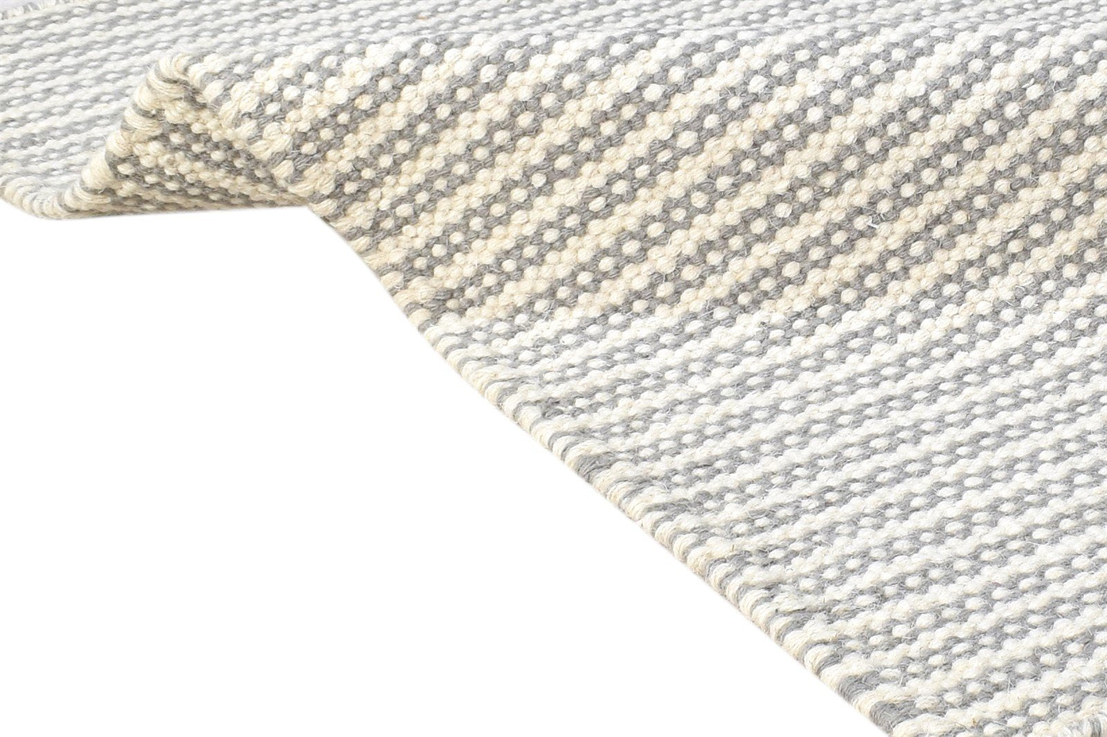 Wool Grey Rug 2' X 3' Modern Flatweave Scandinavian Striped Small Carpet 7865134907541
