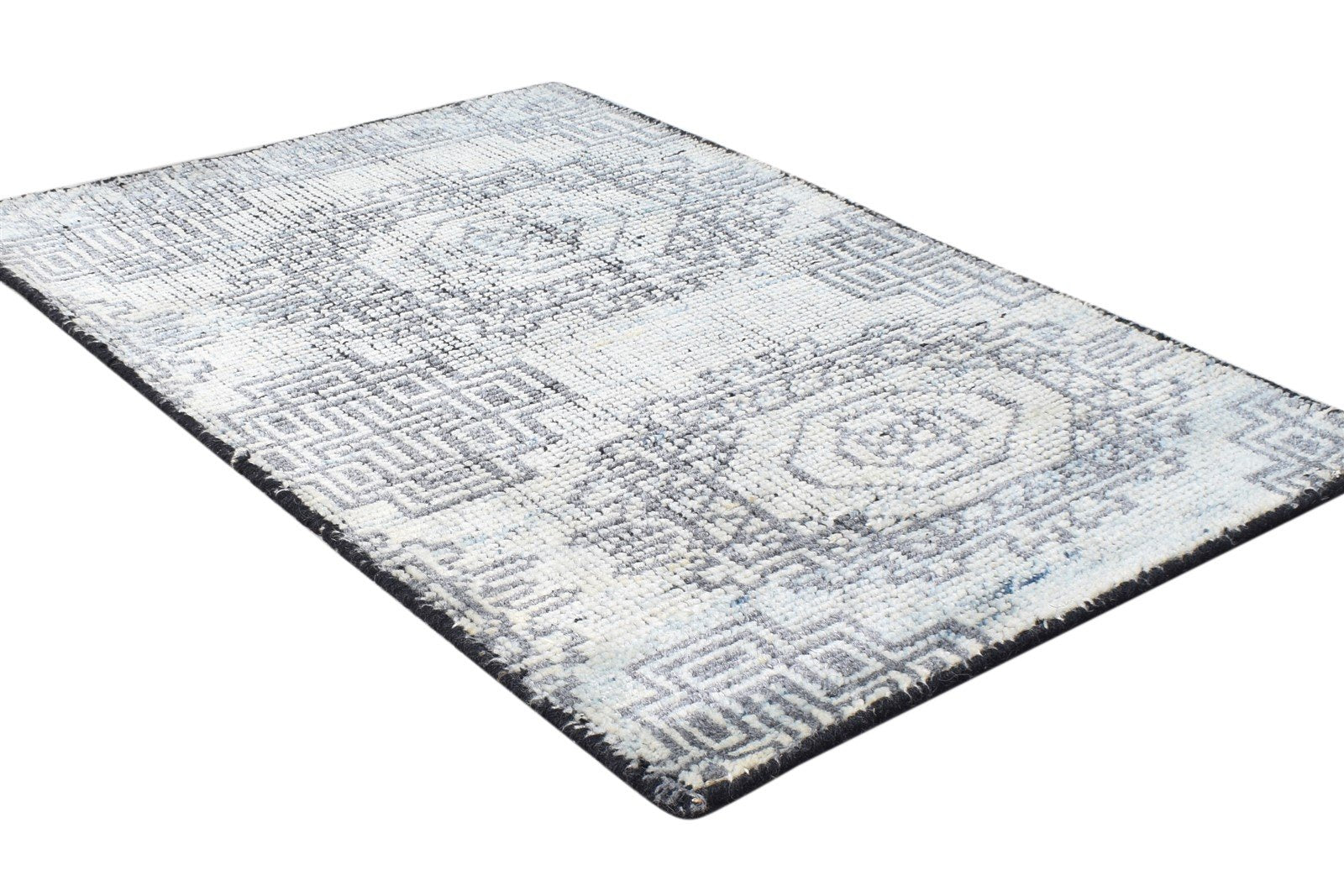 Wool Grey Rug 2' X 3' Modern Hand Knotted Scandinavian Nordic Small Carpet 7865122947221