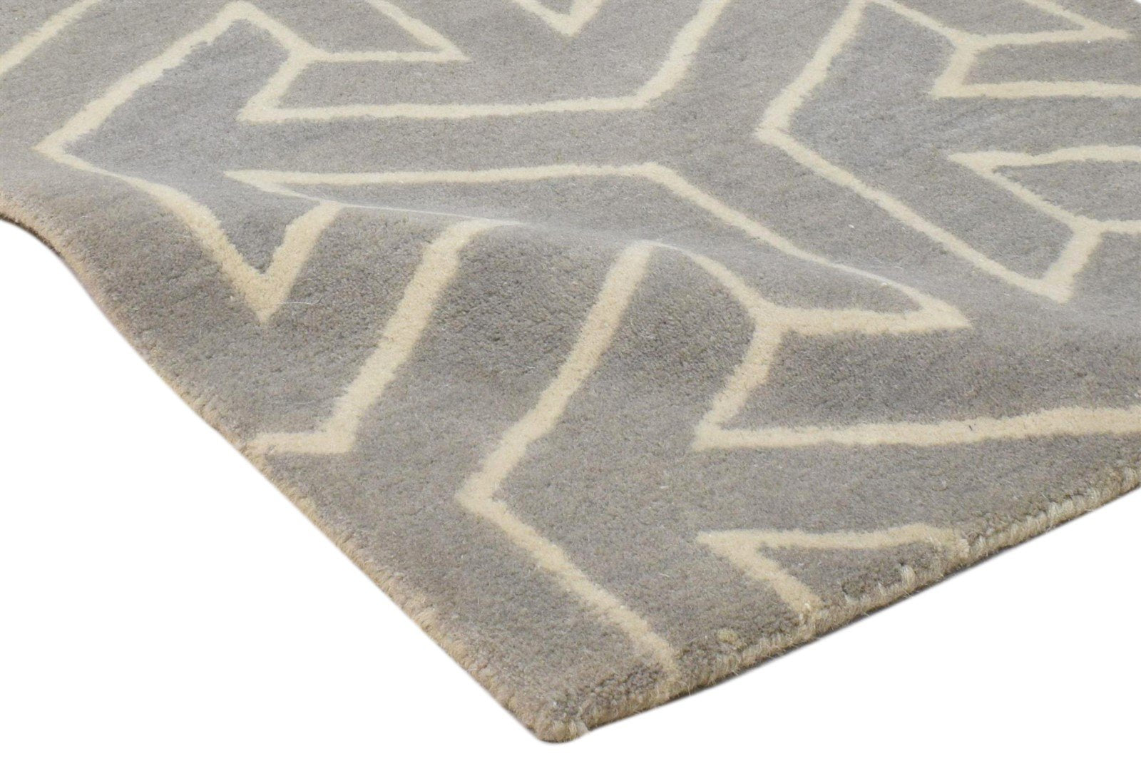 Wool Grey Rug 2' X 3' Modern Hand Tufted Scandinavian Arrows Small Carpet 7860695793813