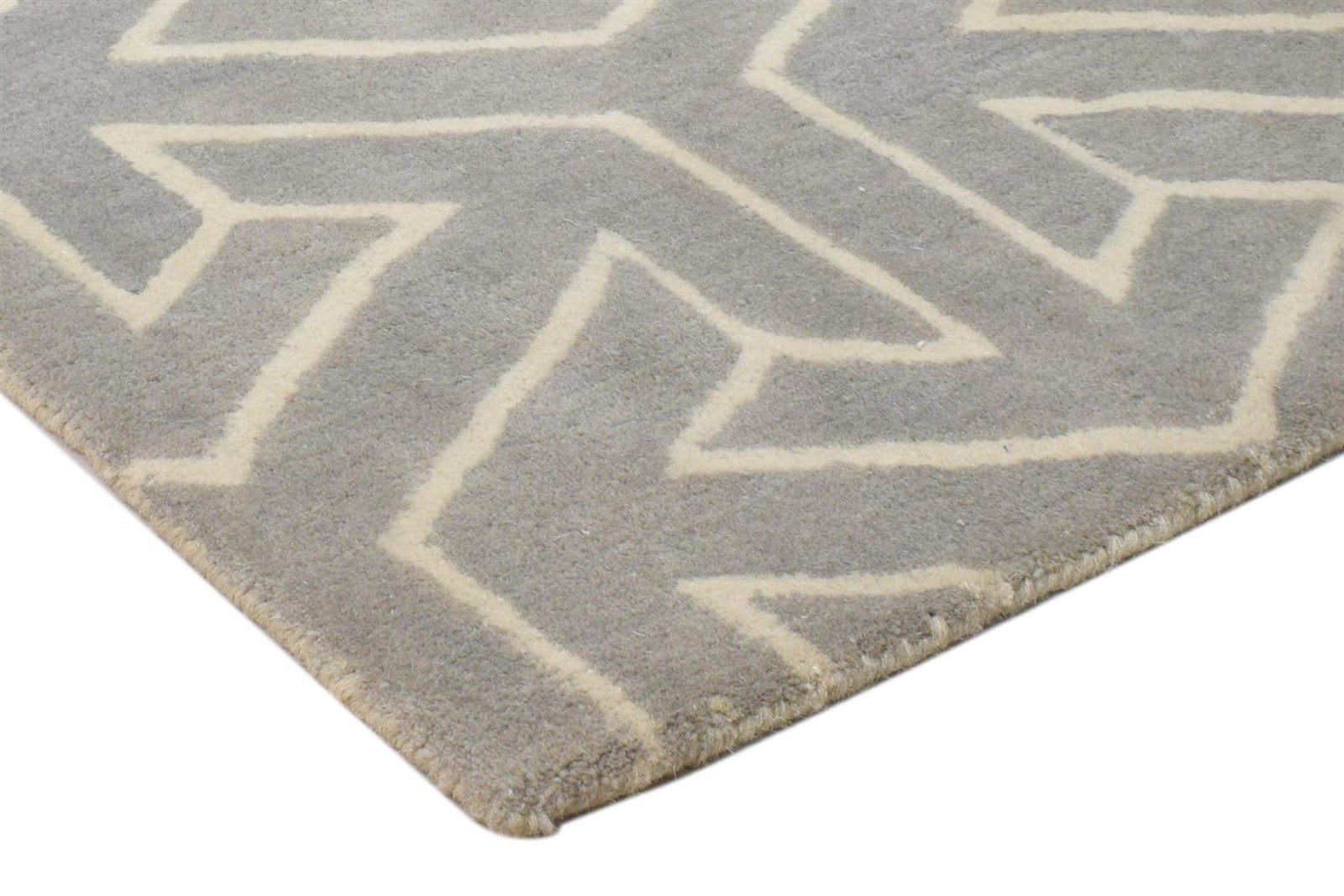 Wool Grey Rug 2' X 3' Modern Hand Tufted Scandinavian Arrows Small Carpet 7860695793813
