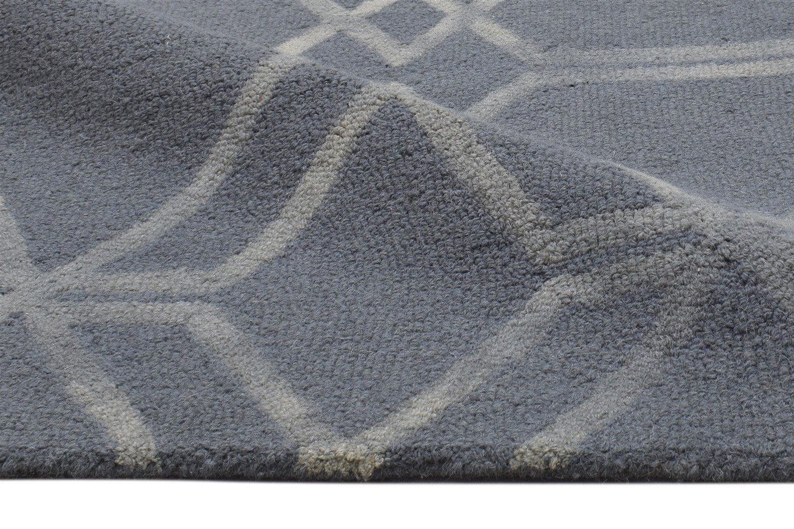 Wool Grey Rug 2' X 3' Modern Hand Tufted Scandinavian Geometric Small Carpet 7864137941141